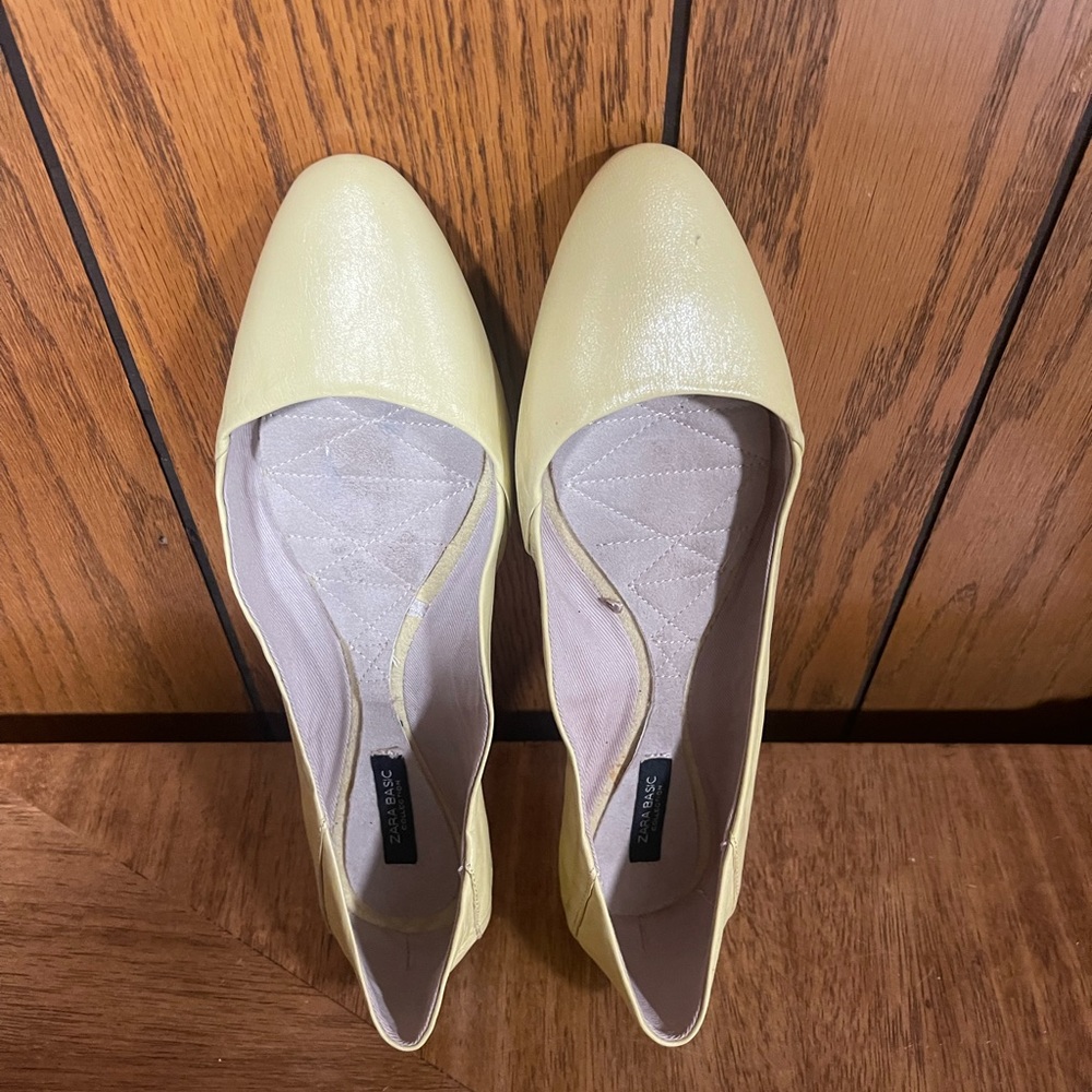 Zara Basic Collection" Shoes Lemon Yellow Leather… - image 6